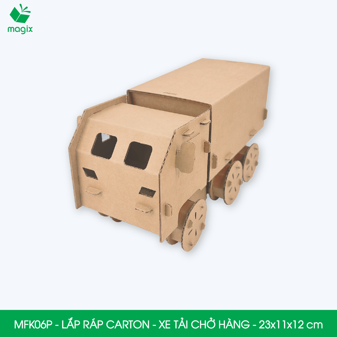 MFK06P - Xe tải chở hàng - 23x11x12 cm - Đồ chơi lắp ráp mô hình từ bìa carton cứng cao cấp