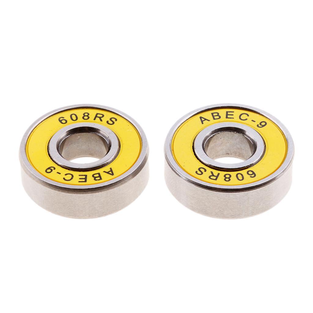 40pcs Frictionless Abec 9 Skateboard Roller Skate Bearings 608-RS 8x22x7mm
