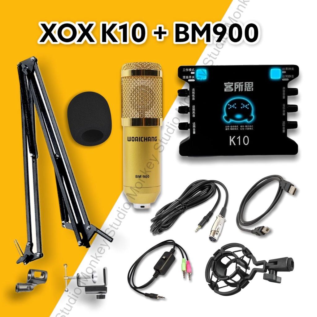 Bộ Mic Hát Livestream Soundcard XOX K10 &amp; Mic BM900 Chất Lượng Cao, Âm Thanh Cực Kỳ Sống Động - Hàng Chính Hãng