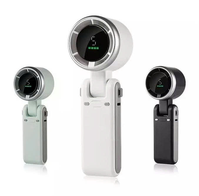 [KoSuyTu] Quạt ION Cầm Tay - 5 Tốc Độ Gió Hiển Thị Màn Hình Led, Pin Trâu 4000mAh, Xoay 180 Độ, Gấp Gọn, Có Dây Đeo