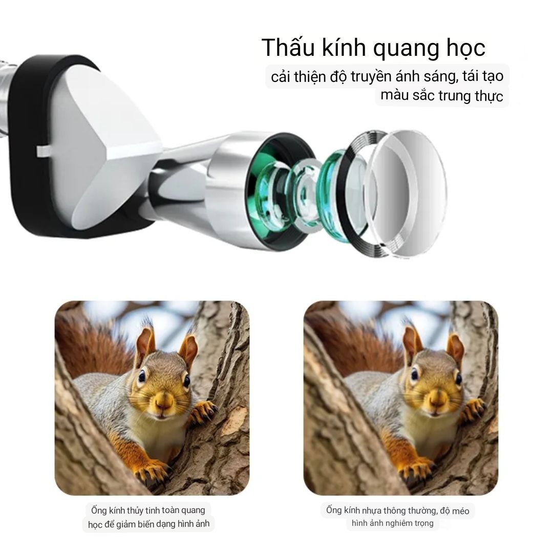 Ống lens cho điện thoại Ống nhòm mini một mắt 8x20 nhỏ gọn dễ sử dụng bỏ túi thân kim loại - Monocular 8x20 có thể gắn điện thoại quay phim chụp ảnh cho hình ảnh HD sắc nét