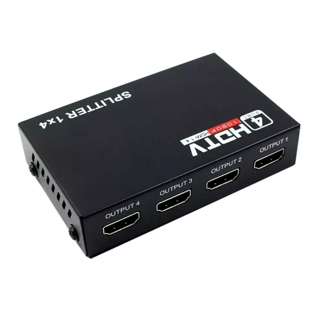 1X4 Full HD HDMI Splitter 4 Port Hub Repeater Amplifier AC/DC Power Adapter