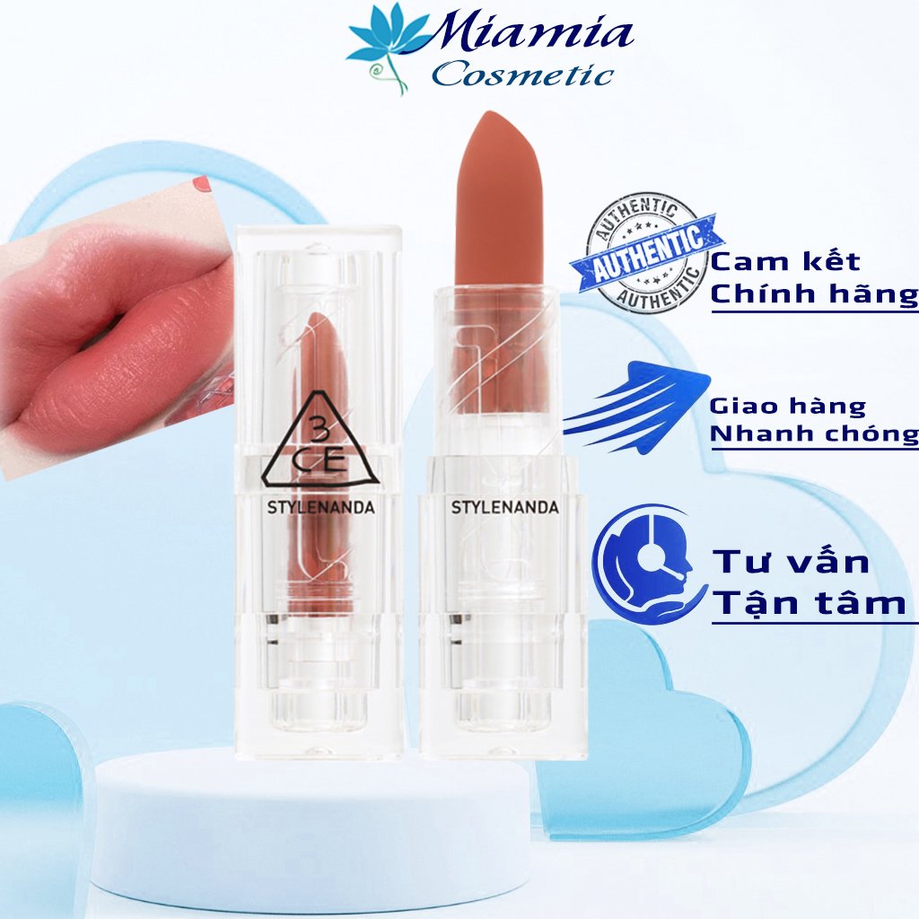 Son Thỏi Lì 3CE Soft Matte Lipstick Murmuring Màu Hồng Nude Ấm Vỏ Trong Suốt Bền Màu [CAM KẾT NHẬP KHẨU CHÍNH HÃNG]