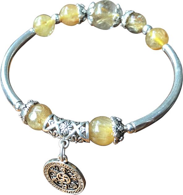 Vòng Đá Thạch Anh Tóc Vàng Và Kiềng Bạc Ngọc Quý Gemstones TA036