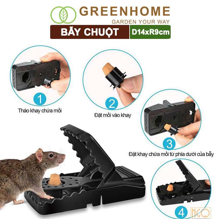 Bẫy Chuột Thông Minh Greenhome, D14xr9cm, Lò Xo Độ Nhạy Cao, Lực Gấp Mạnh, Dễ Dùng, Hiệu Quả Cao, Tái Sử Dụng Nhiều Lần