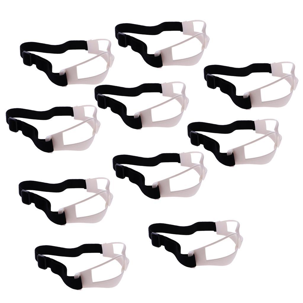 10-Piece Anti Down Basketball Dribble Goggles Sports Eyewear Frame Training Aid - White