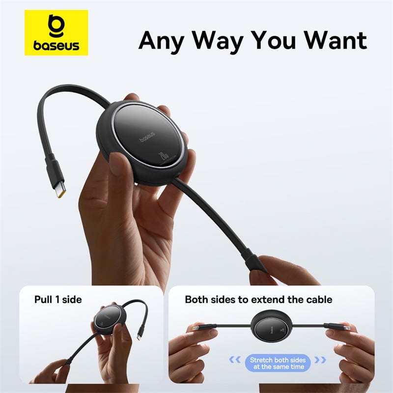 Cáp Sạc Nhanh C to IP Rút Gọn Baseus Free2Pull Mini 20W (480Mbps) - Hàng chính hãng
