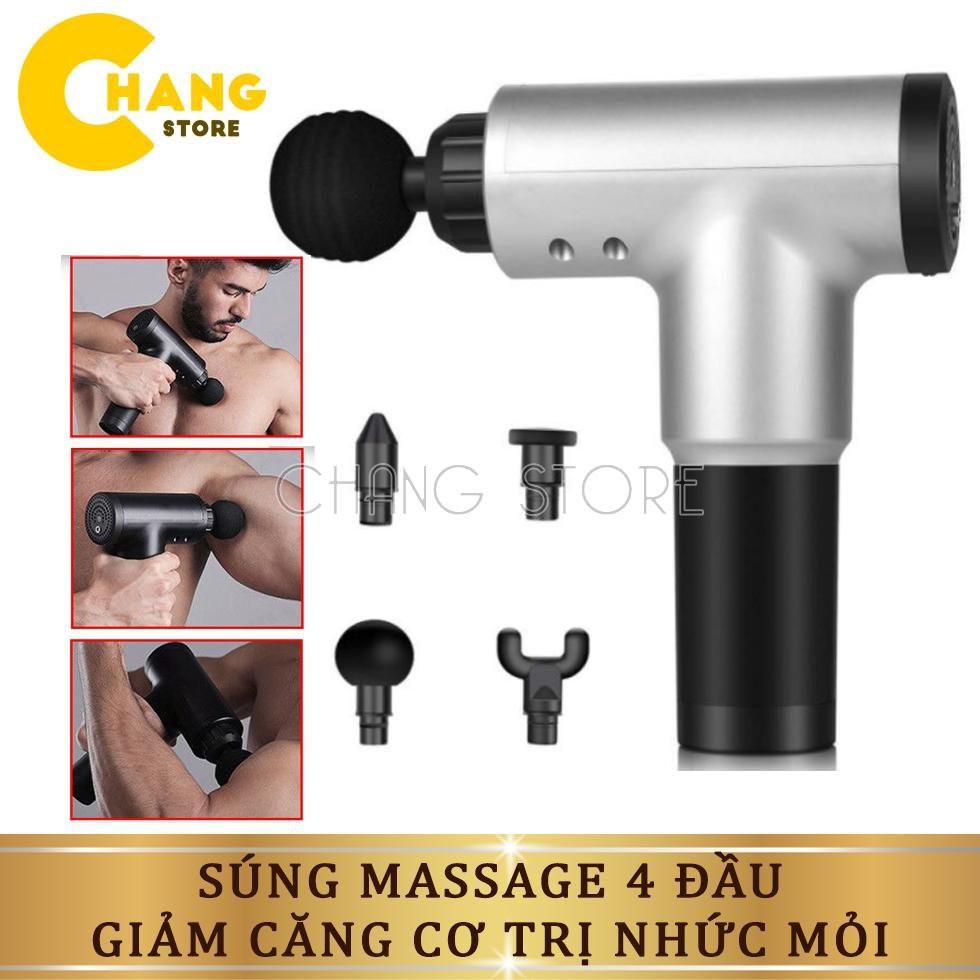 Súng Massage 4 Đầu 6 Chế Độ Fascial Giảm Cơ Căng Cơ Trị Nhức Mỏi Vai Gáy Hiệu Quả