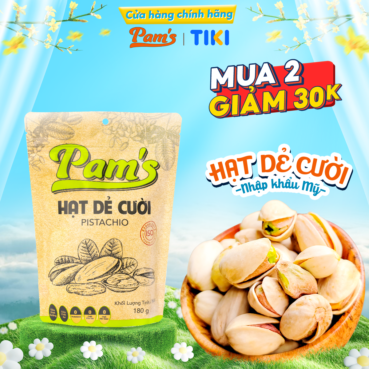 Hạt Dẻ Cười Không Tẩy Trắng Pams - Hạt Dẻ Nhập Khẩu Mỹ, Nhân Giòn Ngon, Dùng Ăn Kiêng Ăn Vặt - Túi 180 Gram