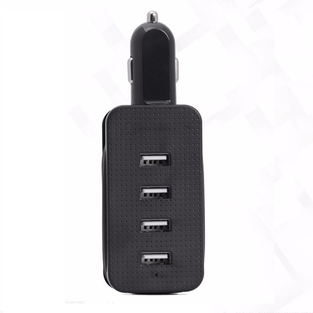 USB 4 Port Car Charger Fast Charging Adapter For IPhone Android With Cable