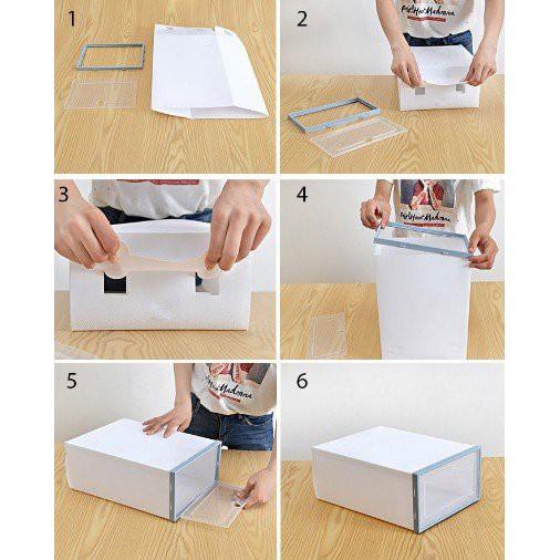 Hộp để giày nắp nhựa cứng ,Hộp Đựng giầy lắp ghép cao cấp size nam