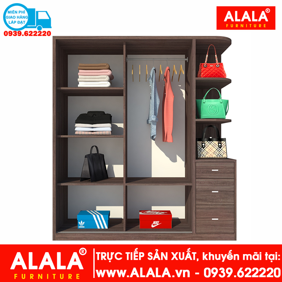 Tủ quần áo ALALA268 gỗ HMR chống nước - www.ALALA.vn - 0939.622220