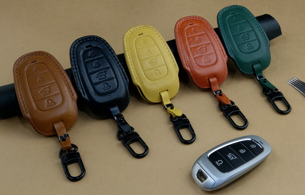 Bao da ép phom Handmade chìa khóa xe ô tô Hyundai SANTAFE da bò thât giá tận xưởng (có bán sỉ) - hàng chính hãng