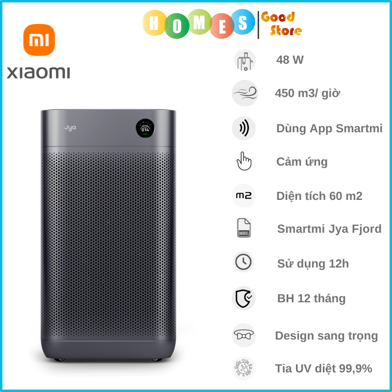 Máy Lọc Không Khí XIAOMI Smartmi Jya Fjord, Điều Khiển Giọng Nói Và App, Phù Hợp Diện Tích 60m2, Công Suất 48W - Hàng Chính Hãng