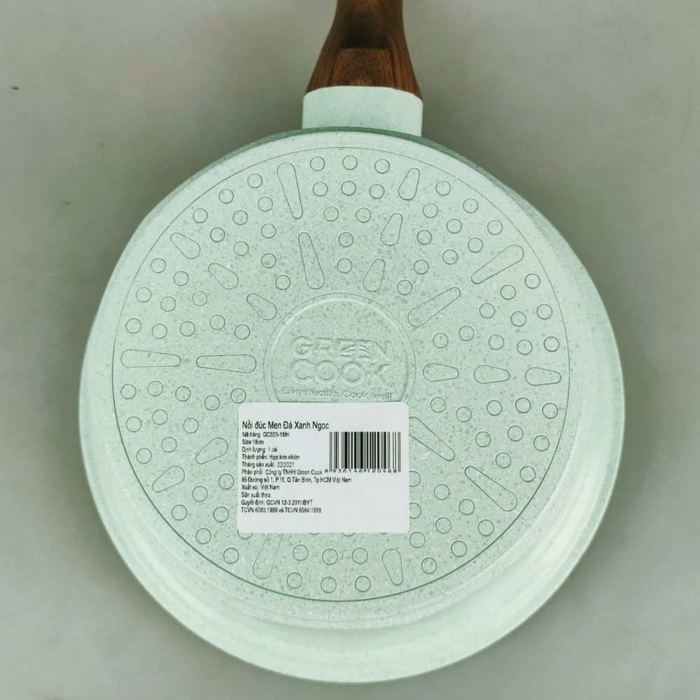 Nồi đúc, quánh đúc men đá Greencook GCS05 chống trầy tốt, sử dụng được trên bếp gas, bếp hồng ngoại, bếp từ - Hàng chính hãng