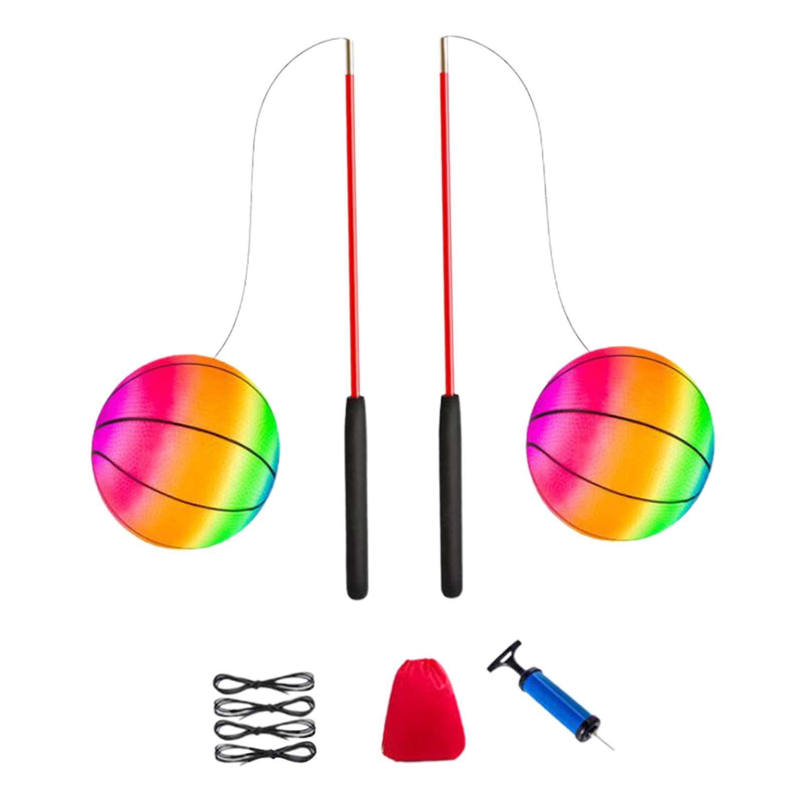 Fitness Ball Exercise Ball Gym Tennis Training with Rod Sports Hand Throwing Ball Arm Swing Balls for Children Adults Middle Aged and Elderly