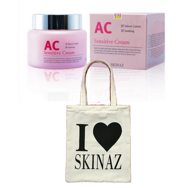 Kem Dưỡng Da Skinaz Cho Da Nhạy Cảm, Da Nhiều Dầu, Da Mụn ( AC Sensitive Cream) (100ml)- Tặng kèm Túi Xách Thời Trang Cực Xịn