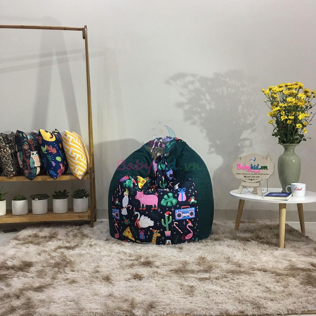 Ghế hạt xốp, size S, giao màu ngẫu nhiên, chất thô hàn mềm mát mix màu, 60x90cm