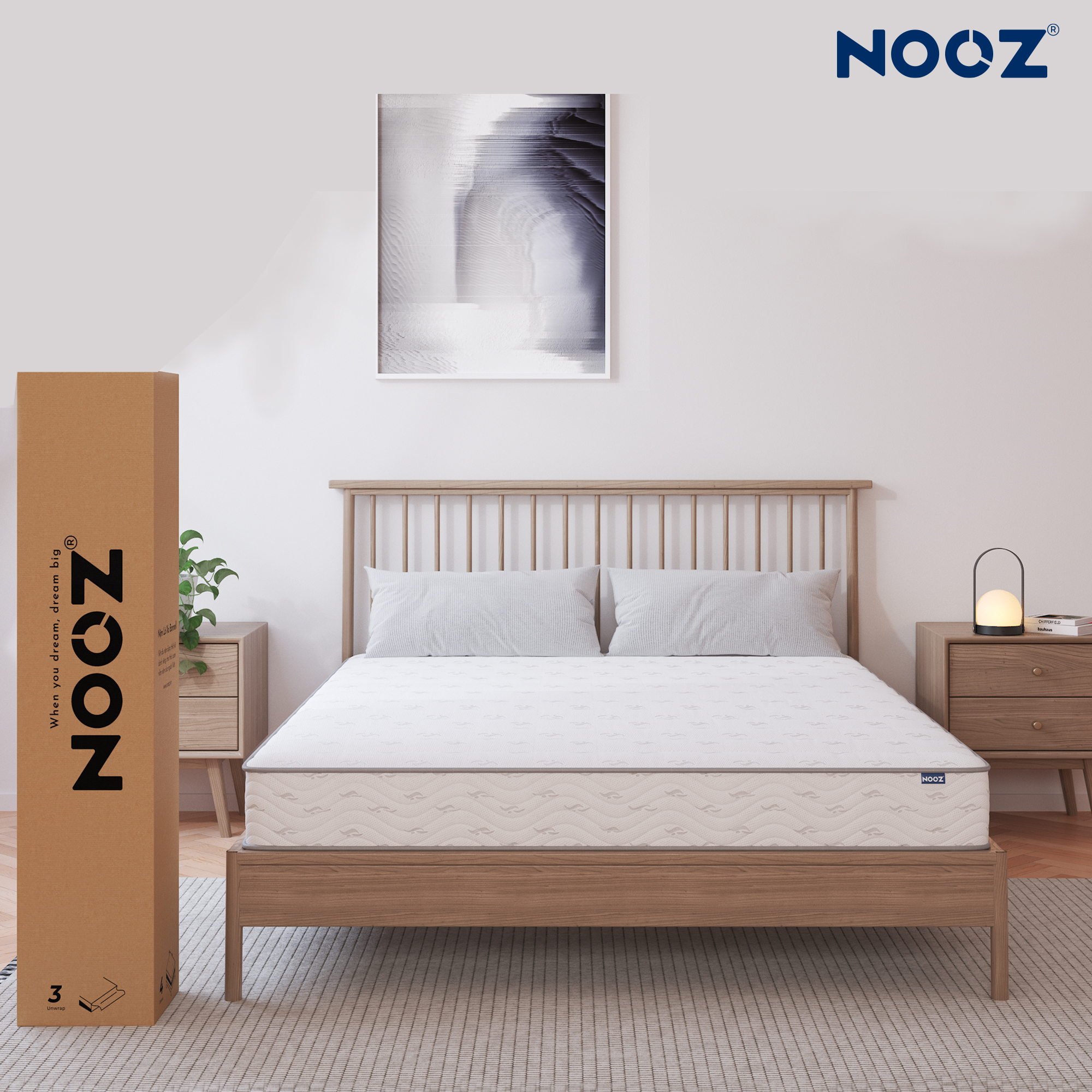 Nệm Foam Lò Xo Bonnell 18cm NOOZ Home Goods Mattress lò xo liên kết cùng tầng cao su non nâng đỡ