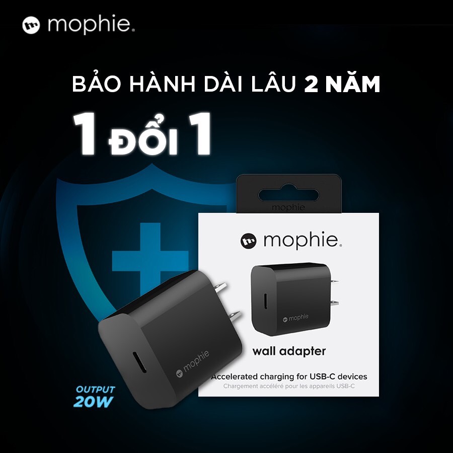 Sạc nhanh Mophie Power Delivery 20W 1 USB-C - Hàng chính hãng