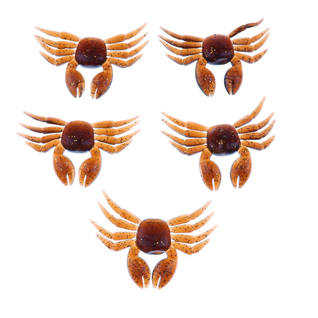 5pcs Soft Fishing Lure 3D Bait Fake Lure Fishing Tackle Brown