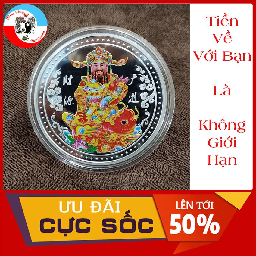 Đồng Xu Thần Tài Mạ Bạc – Kinh Doanh Phát Tài – Tiền Vào Như Nước – Thuận Buồm Xuôi Gió - Vật Phẩm Chiêu Tài Nạp Phúc - Thăng Quan Tiến Chức - Đắc Tài Đắc Lộc – Thần Tài