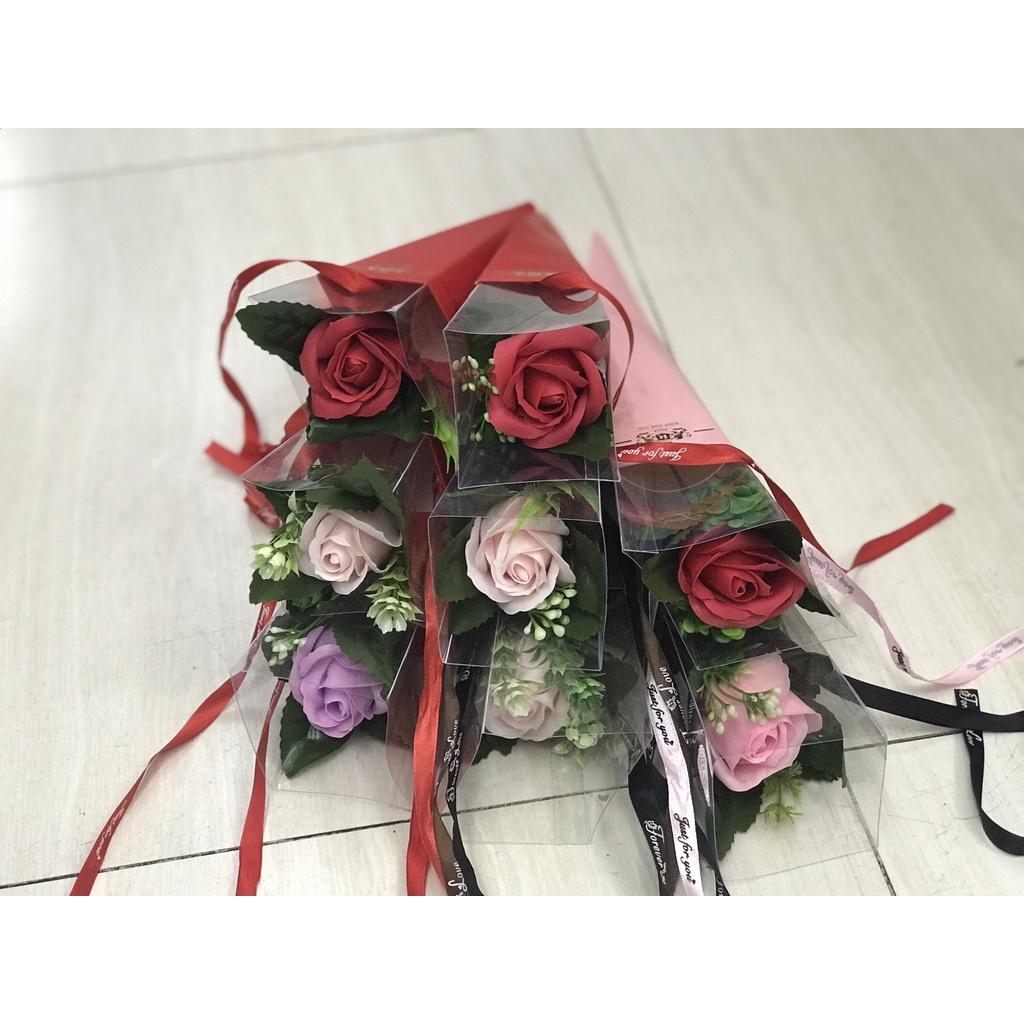 Bó hoa hồng sáp 1 bông mica