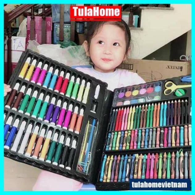Hộp bút màu 150 chi tiết cho bé, bộ màu vẽ đa năng cho bé thỏa thích tô