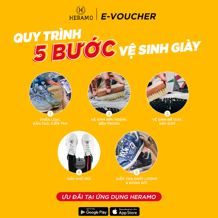 HCM [E-Voucher] Vệ Sinh Giặt Sneaker, Giày Thể Thao - giao nhận tận nơi tại ứng dụng HERAMO