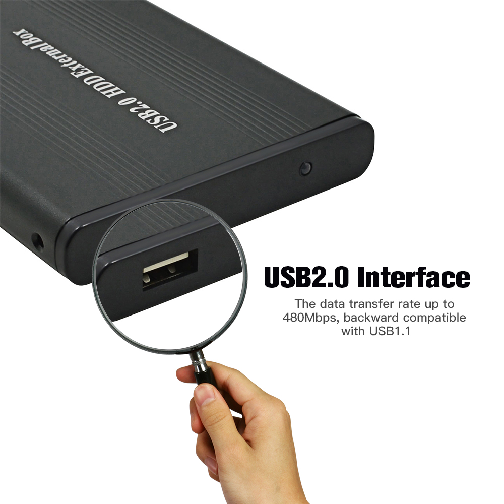 Hộp Đựng Đĩa Cứng Bằng Hợp Kim Nhôm USB2.0 Đến IDE Vỏ Ngoài Ổ Cứng IDE 2.5 Inch