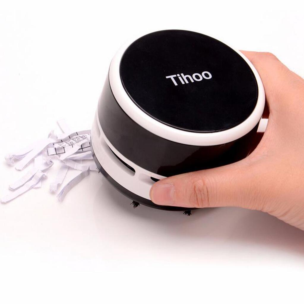 Mini Round Portable Handheld Cordless Tabletop Crumb Sweeper Desktop Dust Vacuum Cleaner Keyboard Cleaning Tool Battery Operated