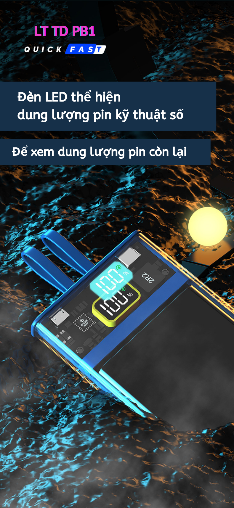 Pin Sạc Dự Phòng Siêu Sạc Nhanh LT TD PB1 10000mAh 20000mAh 120W - Hàng Chính Hãng