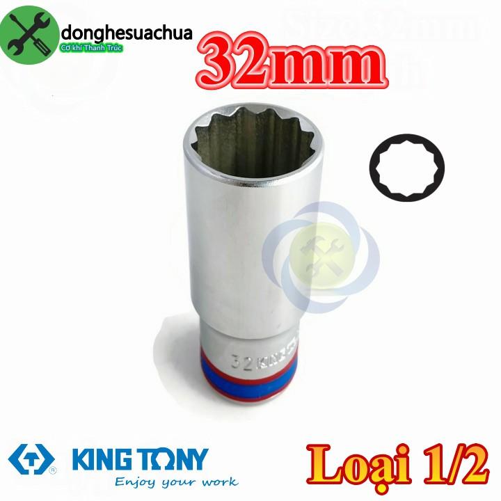 Tuýp 32mm 1/2 Kingtony 423032M loại dài 77mm 12 cạnh màu trắng