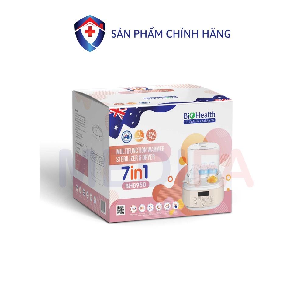 Máy hâm sữa tiệt trùng đa năng 7IN1 BioHealth BH8950 dung tích chứa 3 bình sữa, tự động tắt máy khi kết thúc