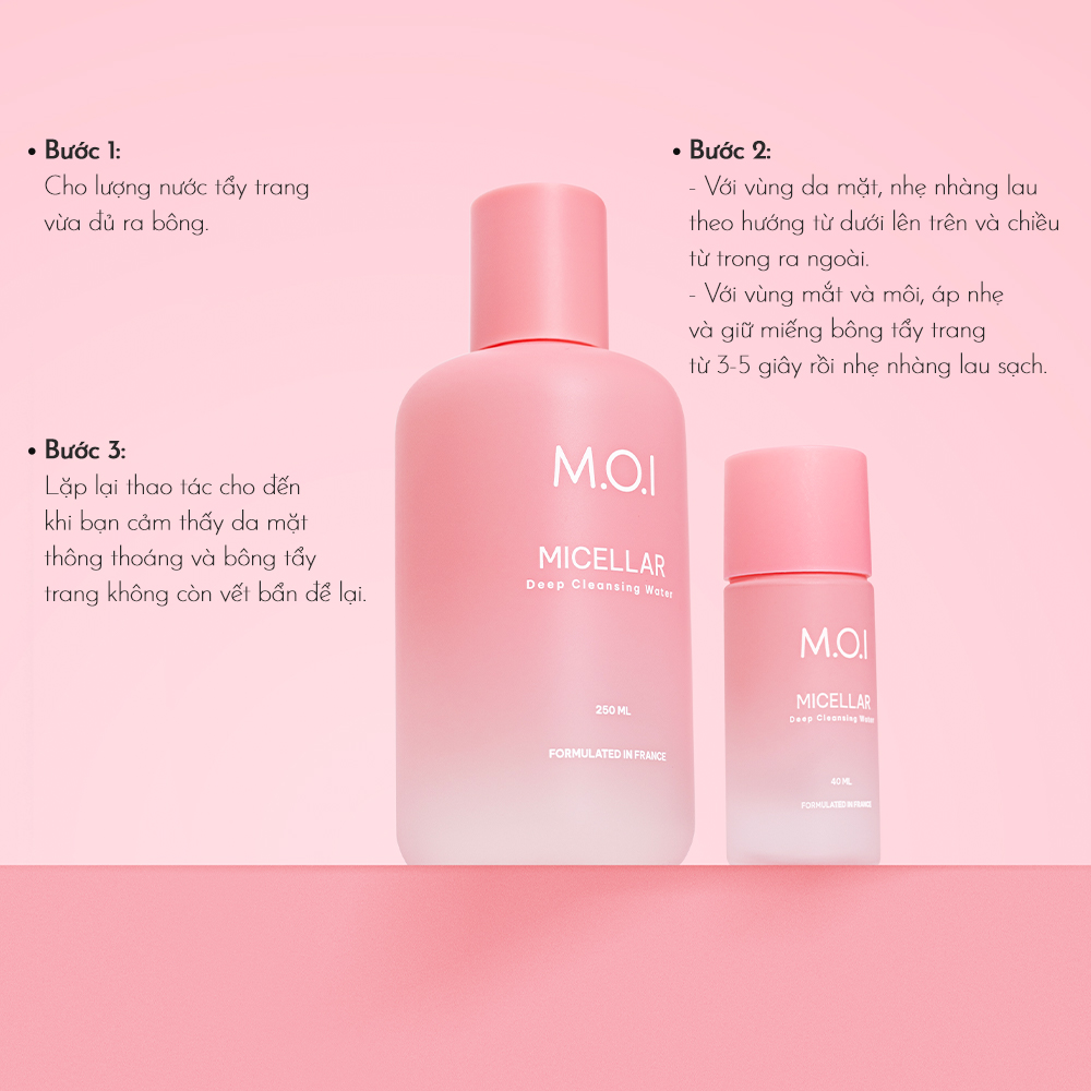 Nước tẩy trang M.O.I Micellar Deep Cleansing Water sạch sâu dịu nhẹ  40ml