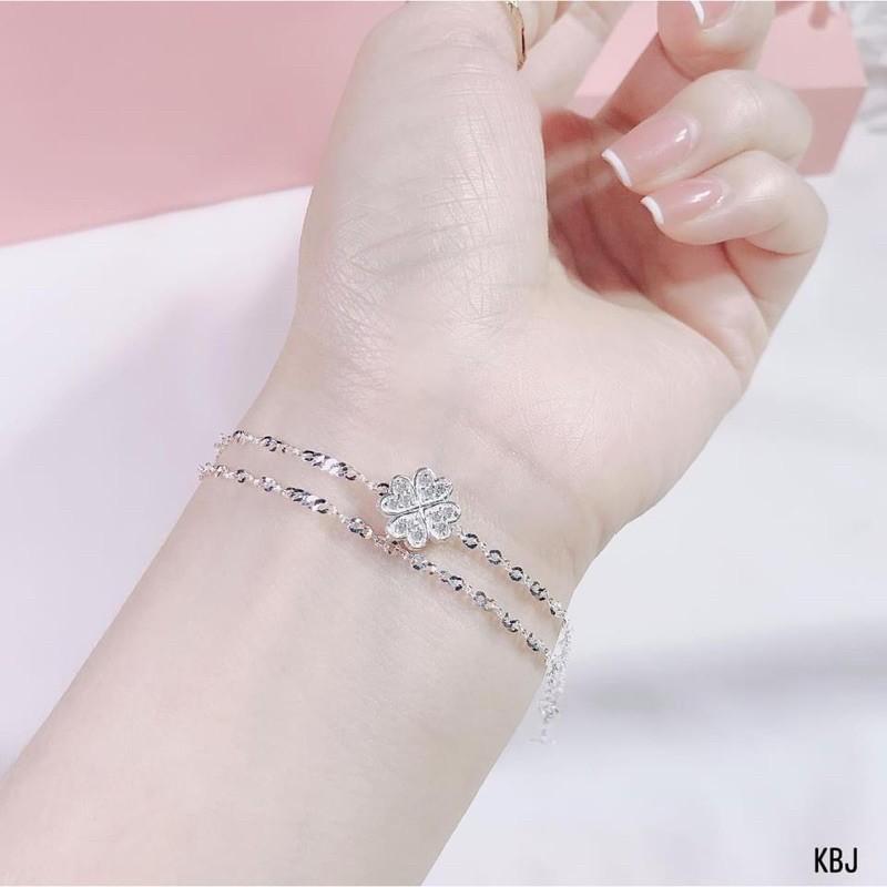 Lắc tay bạc cỏ 4 lá kiểu chập đôi mang lại may mắn