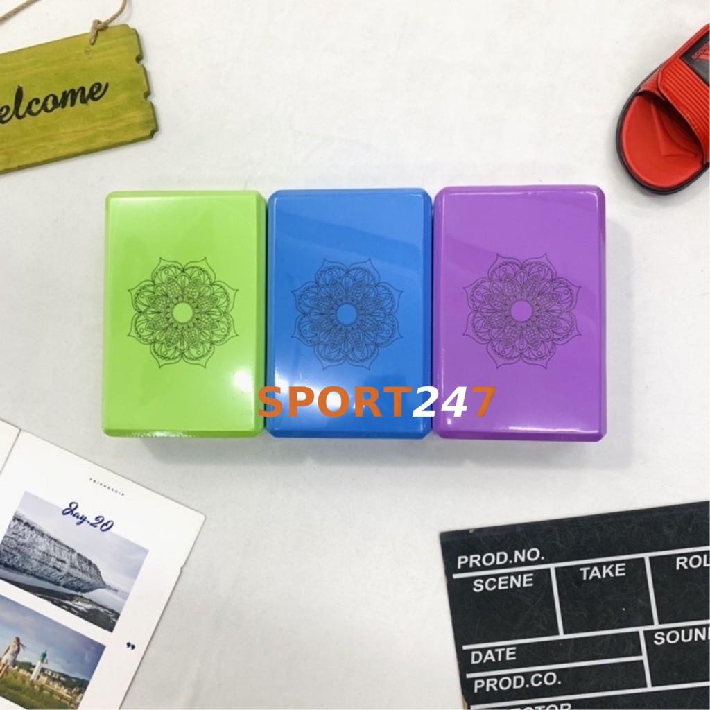 Gạch tập Yoga, Gối tập yoga blocks in hoa MANDALA cao cấp EVA Cứng gấp 3 lần loại thông thường