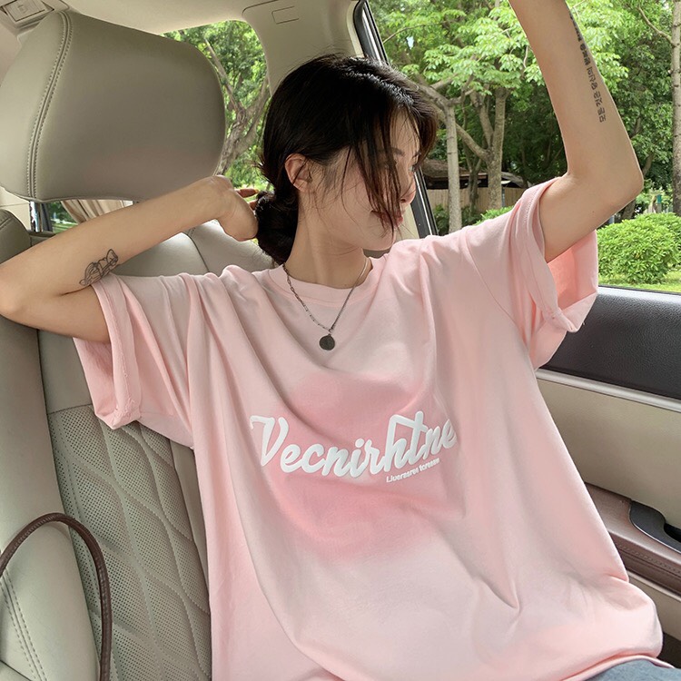 Hình ảnh Áo thun tay lỡ form rộng - phông nam nữ cotton oversize - T shirt hồng pastel a - 2N Unisex