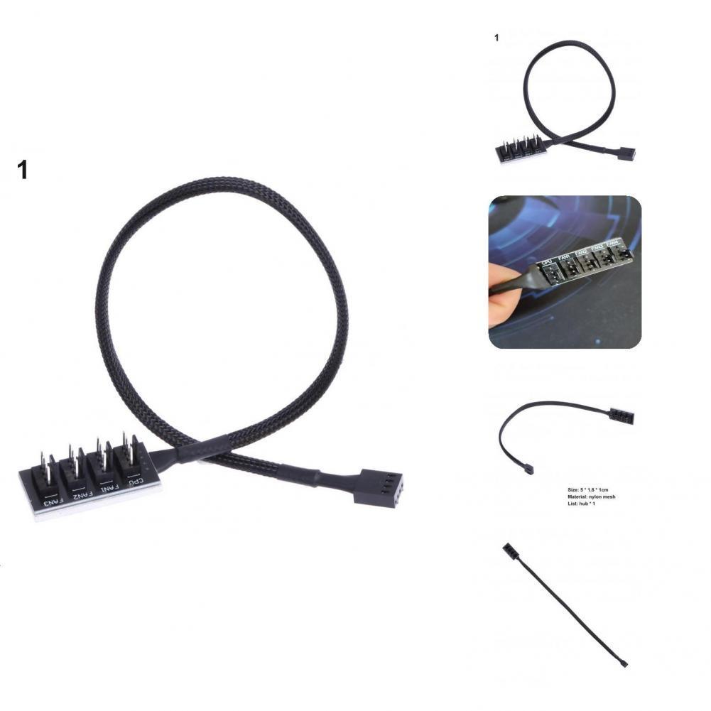 UKYEE PWM Fan Hub, PC CPU Cooling 4 PIN/3PIN Fan Power Cable Hub Splitter Adapter Desktop Computer Cooler Case Fans 1 to 5 Way