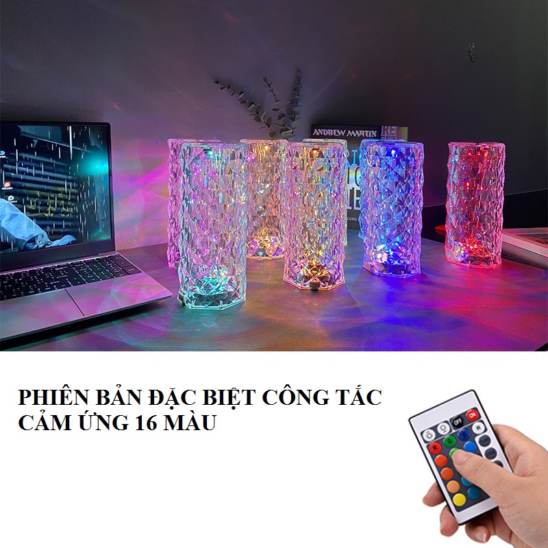 Đèn bàn trang trí sáng tạo decor pha lê sang trọng, đẹp mắt phong cách mới