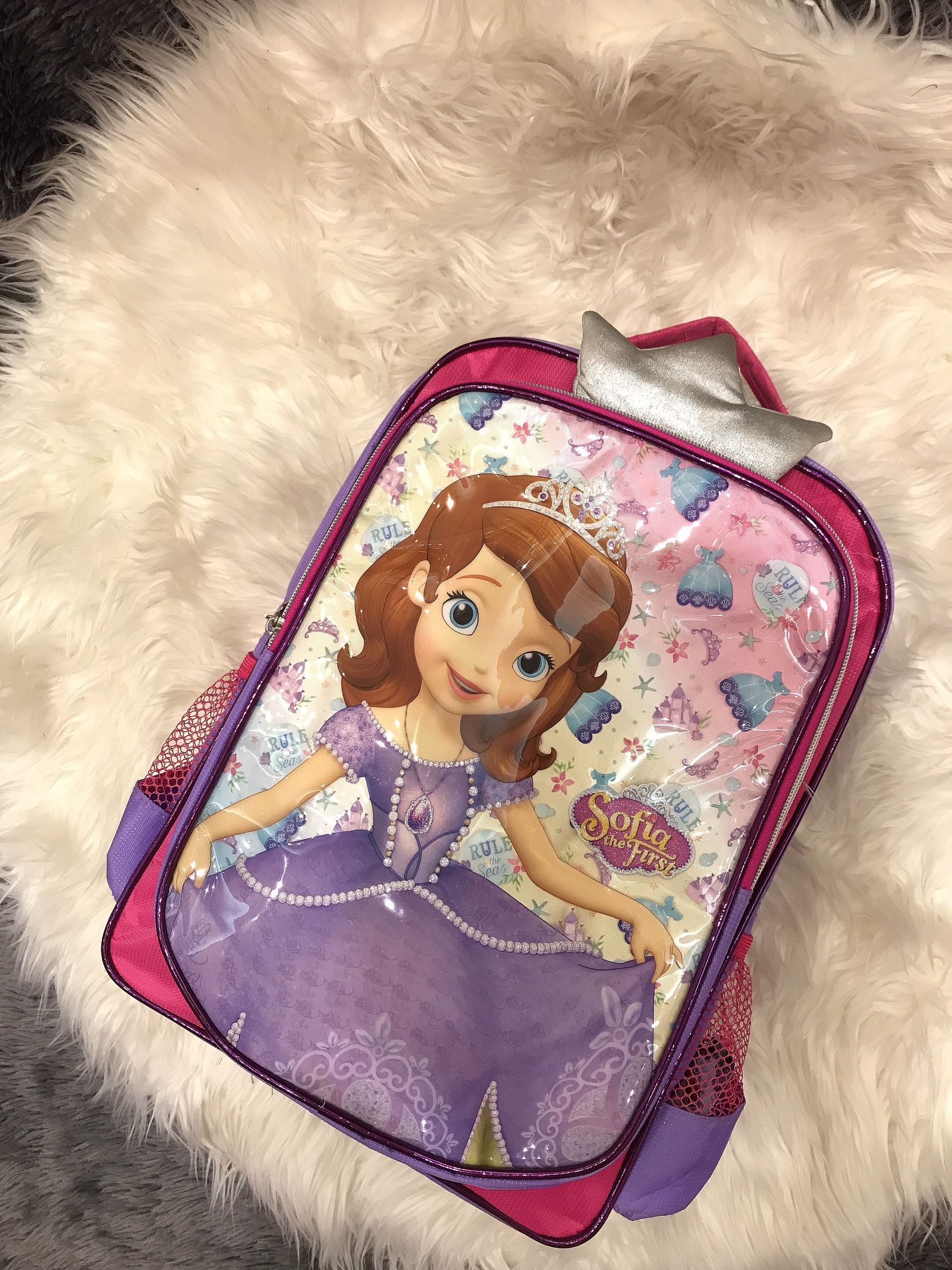 Balo, cặp táp 17'' 2 ngăn hình công chúa Sofia Princess cầm váy màu hồng tím - 740SFNG5021372H