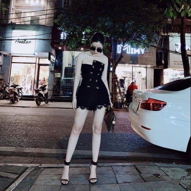 Sét áo ống kaki nút chân váy ren