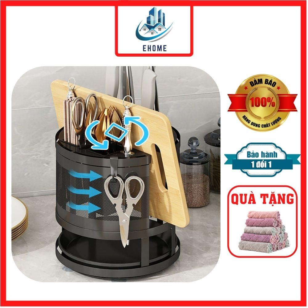 Kệ cài dao thớt đa năng xoay 360 độ để bàn giá cắm dao kéo ống đũa đa năng thông minh để bàn nhà bếp 2750 EDHOME