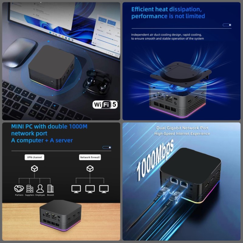 Máy Tính Siêu Nhỏ Ultra Mini T9 PLUS - Intel thế hệ 12 Alder Lake N100 - Hỗ Trợ Xuất Hình 4K 60hz hàng nhập khẩu
