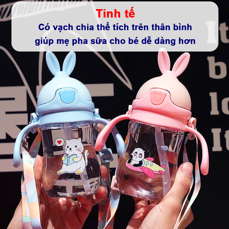 Bình nước cho bé 1-5 tuổi hình thú vui nhộn Baby-S, Bình uống nước cho bé có tay cầm tiện lợi – SBN008