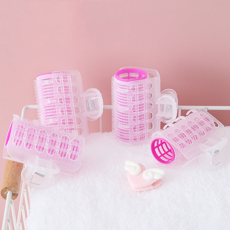 Set 3 Lô cuốn tóc gợn sóng tự dính có kẹp giữ tai thỏ Bunny màu pastel ngọt ngào KT30