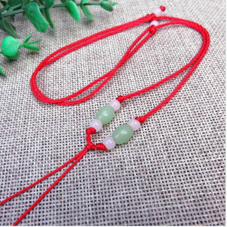 Dây tết chỉ đỏ đeo cổ - Green vase red rope,Fine 璎珞珞line necklac