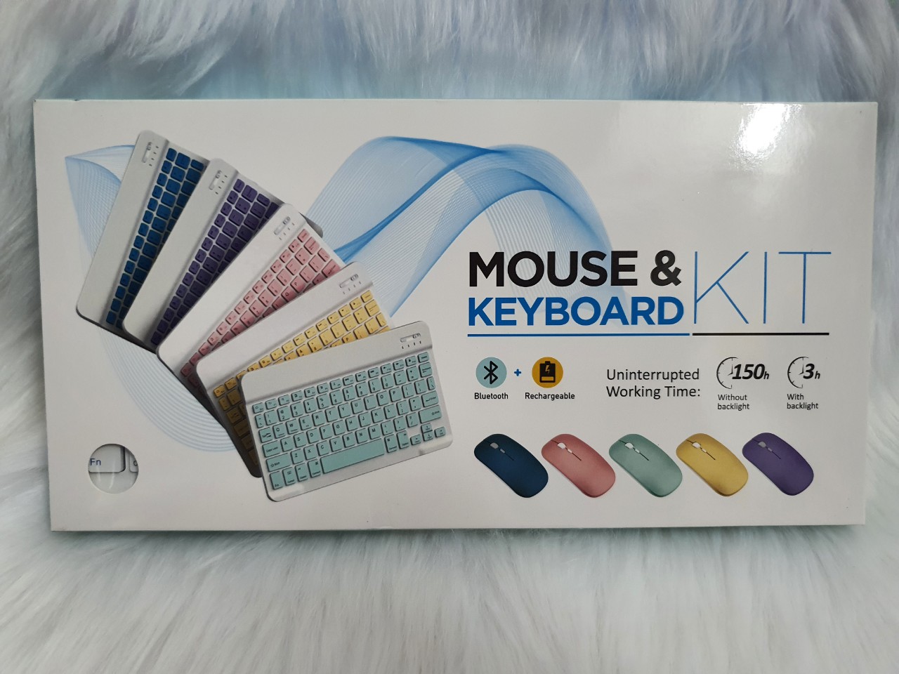 Combo chuột và bàn phím Bluetooth mini không dây, dùng cho máy tính, laptop, máy tính bảng, điện thoại - Hàng chính hãng