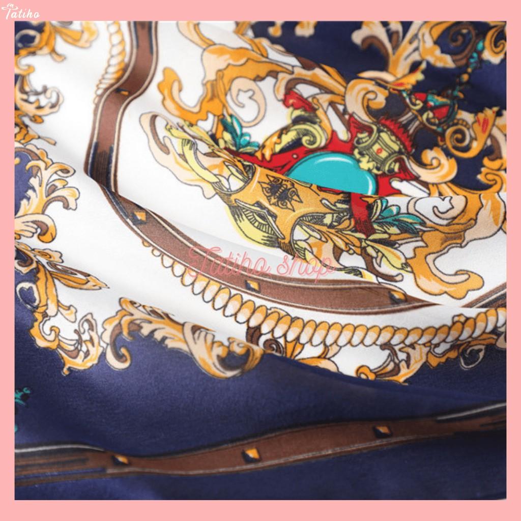 Khăn Lụa Vuông, Khăn Turban Sang Trọng Vương Miện Cao Cấp - Chất Liệu Chiffon - 70x70cm - Mã KL004