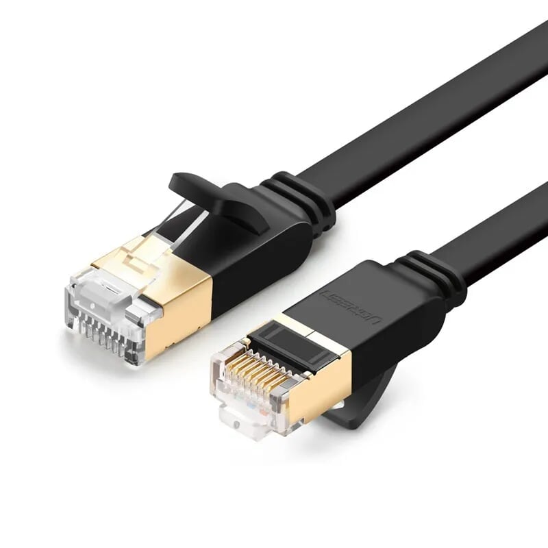 Cáp mạng LAN CAT 7 STP dây dẹp 1.5M màu Đen Cat 7 Ugreen LAN11276NW106 Hàng chính hãng